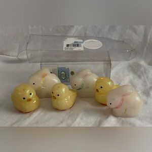 Easter 6 vintage mini candles bunnies & chicks cottontail collection